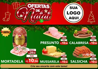 Modelo de Encarte para Encarte A4 Horizontal com o tema Ofertas de Natal para Frios e Laticínios