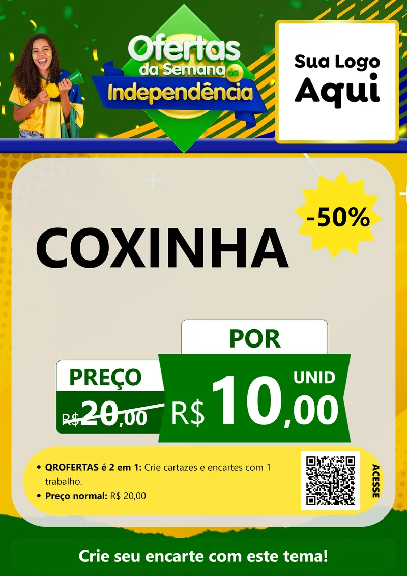 Modelo de Cartaz para Cartaz A4 Vertical com o tema Ofertas da Semana da Independência para Salgadaria