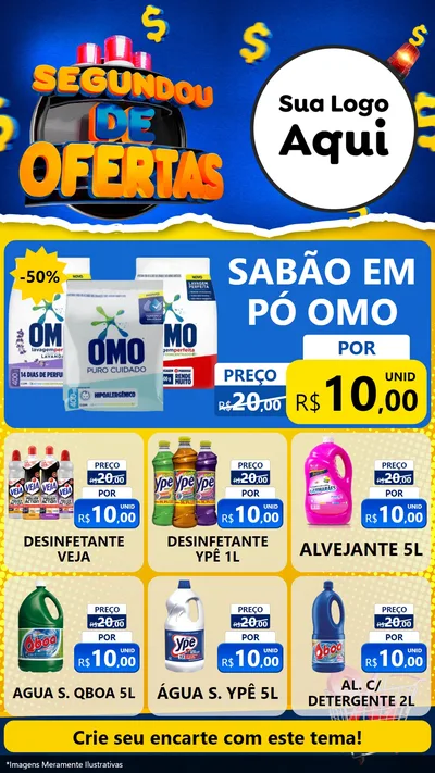 Modelo de Rede Social para Stories com o tema Segundou de Ofertas para Produtos de Limpeza