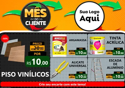 Modelo de Encarte para Encarte A4 Horizontal com o tema Mês do Cliente para Material para Construção