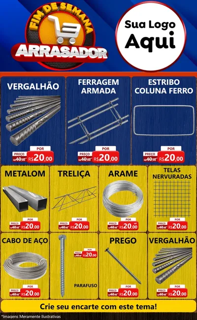 Modelo de Encarte para Encarte Grande com o tema Fim De Semana Arrasador para Ferragens