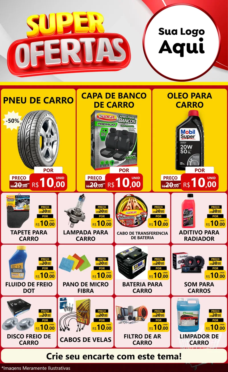 Modelo de Encarte para Encarte Grande com o tema Super Ofertas para Auto peças