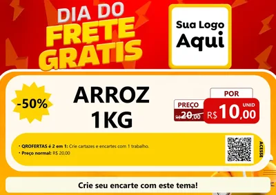 Modelo de Cartaz para Cartaz A4 Horizontal com o tema Dia do Frete Grátis para Supermercado