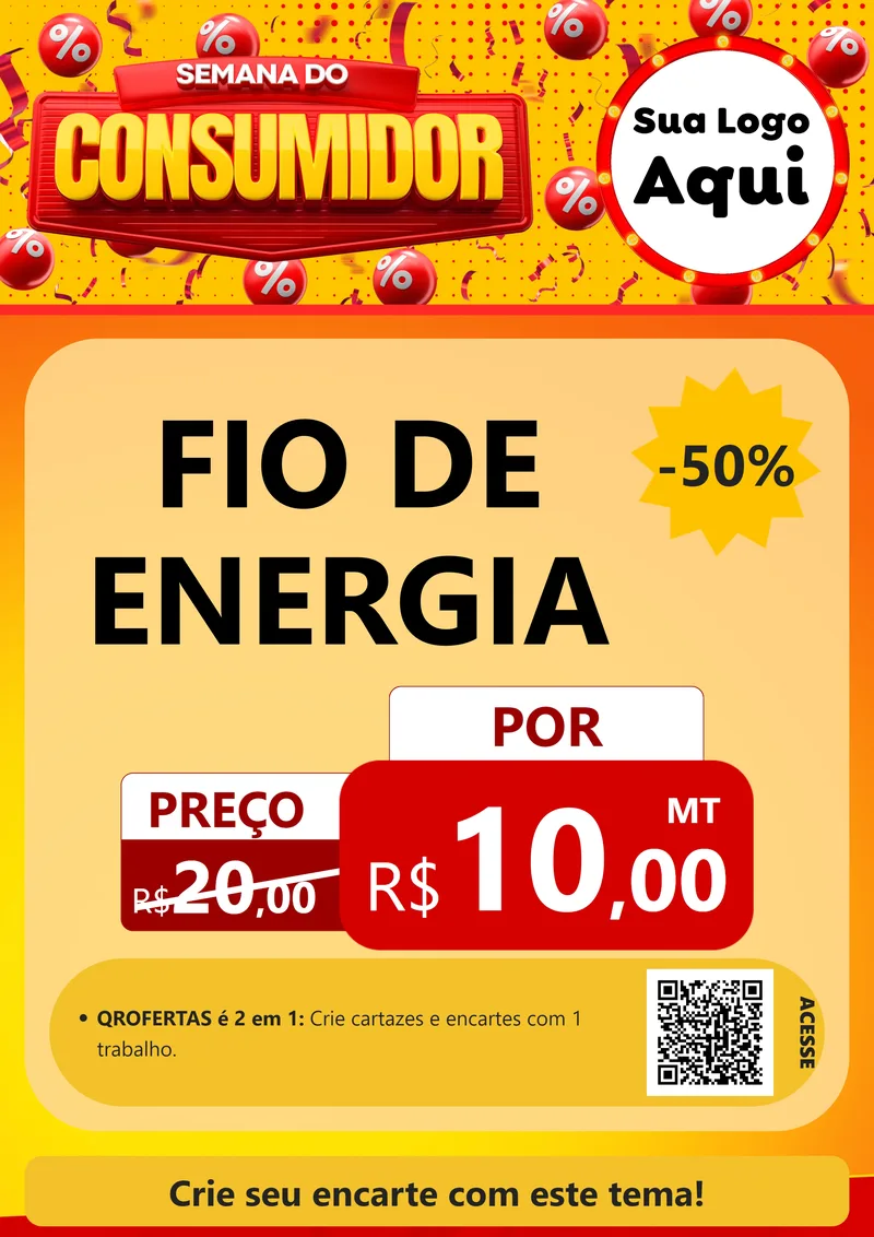 Modelo de Cartaz para Cartaz A4 Vertical com o tema Semana do Consumidor para Materiais Elétricos