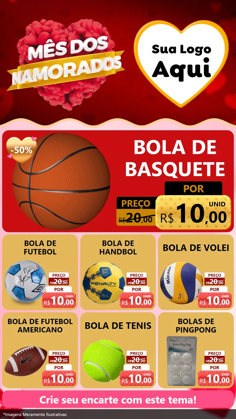 Modelo de Rede Social para Stories com o tema Mês dos Namorados para Artigos Esportivos