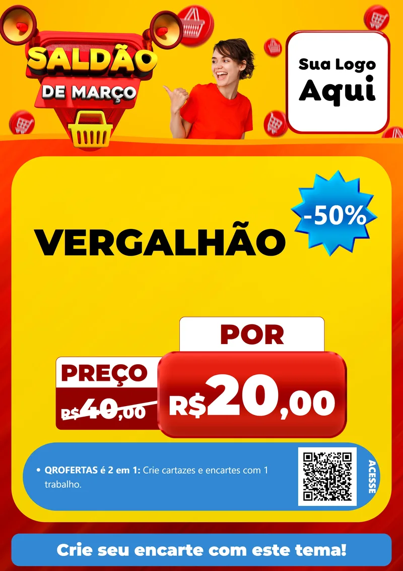 Modelo de Cartaz para Cartaz A4 Vertical com o tema Saldão de Março para Ferragens
