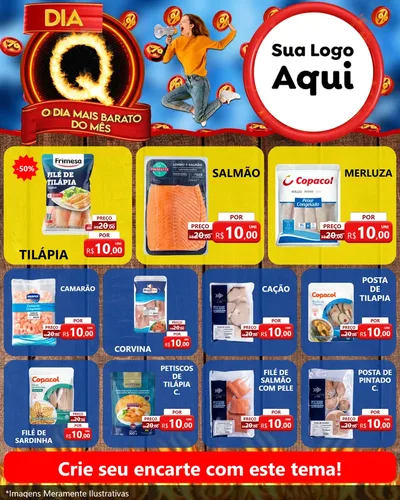 Modelo de Rede Social para Feed Instagram com o tema Dia Q - O Dia Mais Barato Do Mês para Peixaria