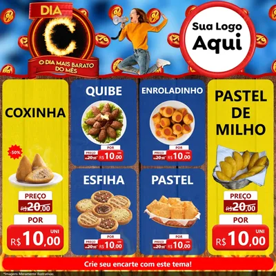Modelo de Rede Social para Feed Facebook com o tema Dia C - O Dia Mais Barato Do Mês para Salgadaria