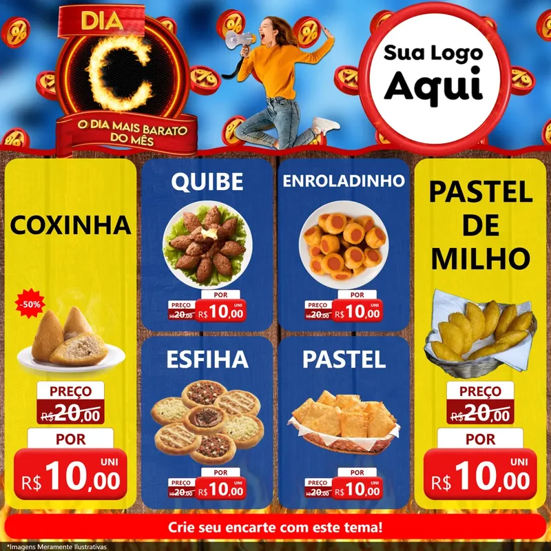 Modelo de Rede Social para Feed Facebook com o tema Dia C - O Dia Mais Barato Do Mês para Salgadaria