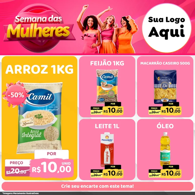 Modelo de Rede Social para Feed Facebook com o tema Semana das Mulheres para Supermercado