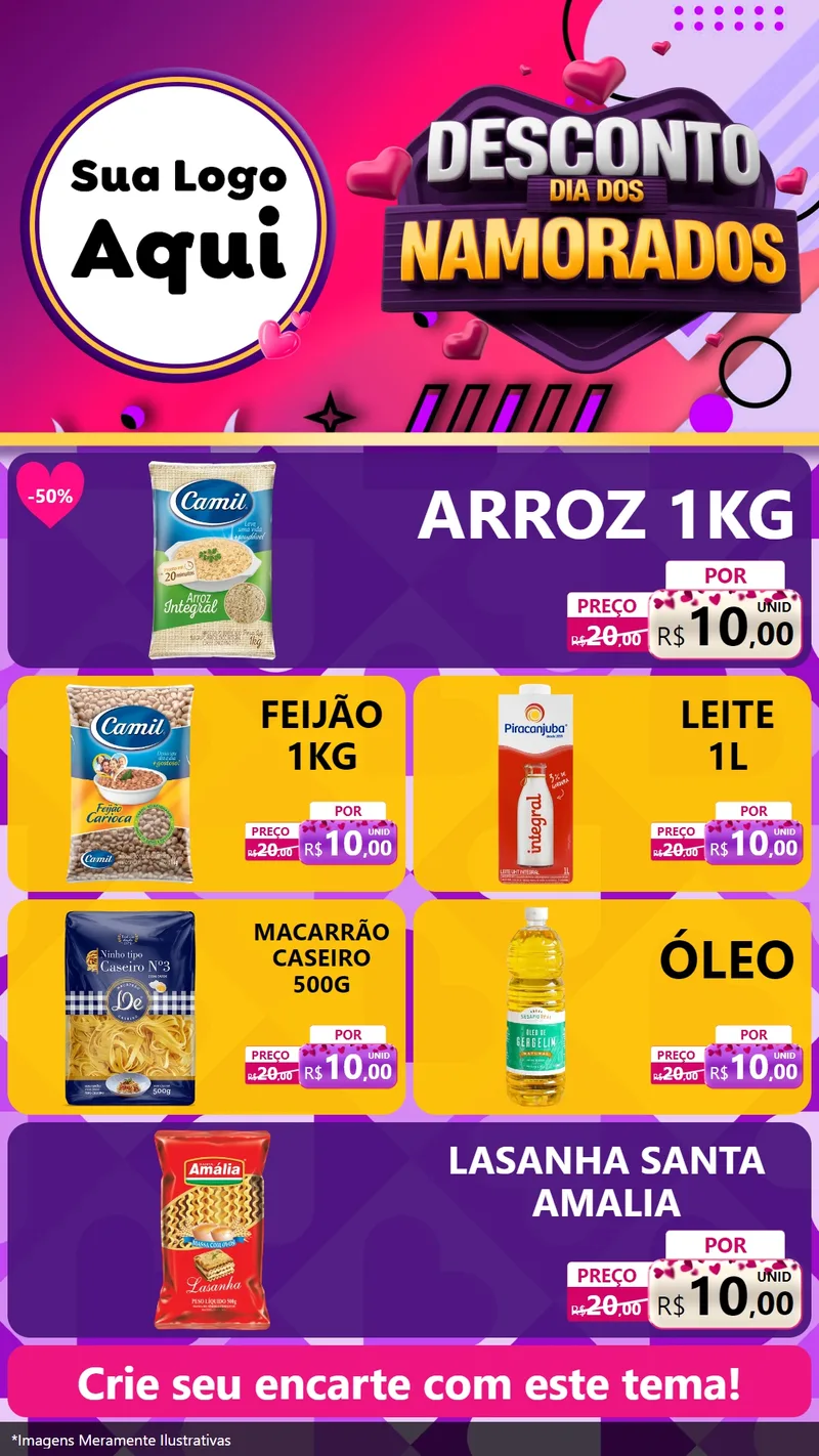 Modelo de TV para TV Vertical com o tema Desconto Dia dos Namorados para Supermercado
