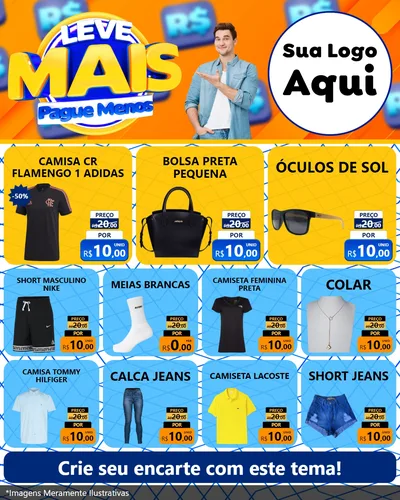 Modelo de Rede Social para Feed Instagram com o tema Leve Mais, Pague Menos para Roupas e acessórios