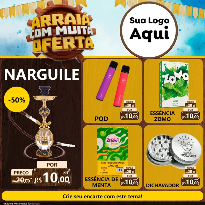 Modelo de Rede Social para Feed Facebook com o tema Ofertas de São João - Junina para Tabacaria