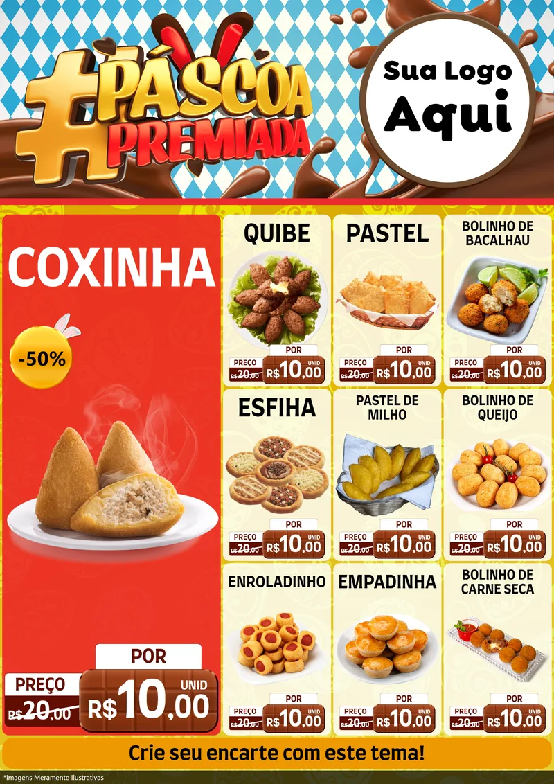 Modelo de Encarte para Encarte A4 Vertical com o tema Páscoa Premiada para Salgadaria