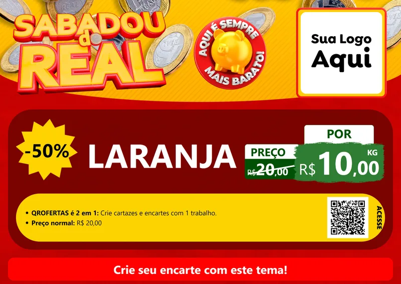 Modelo de Cartaz para Cartaz A4 Horizontal com o tema Sabadou do Real para Hortifrúti