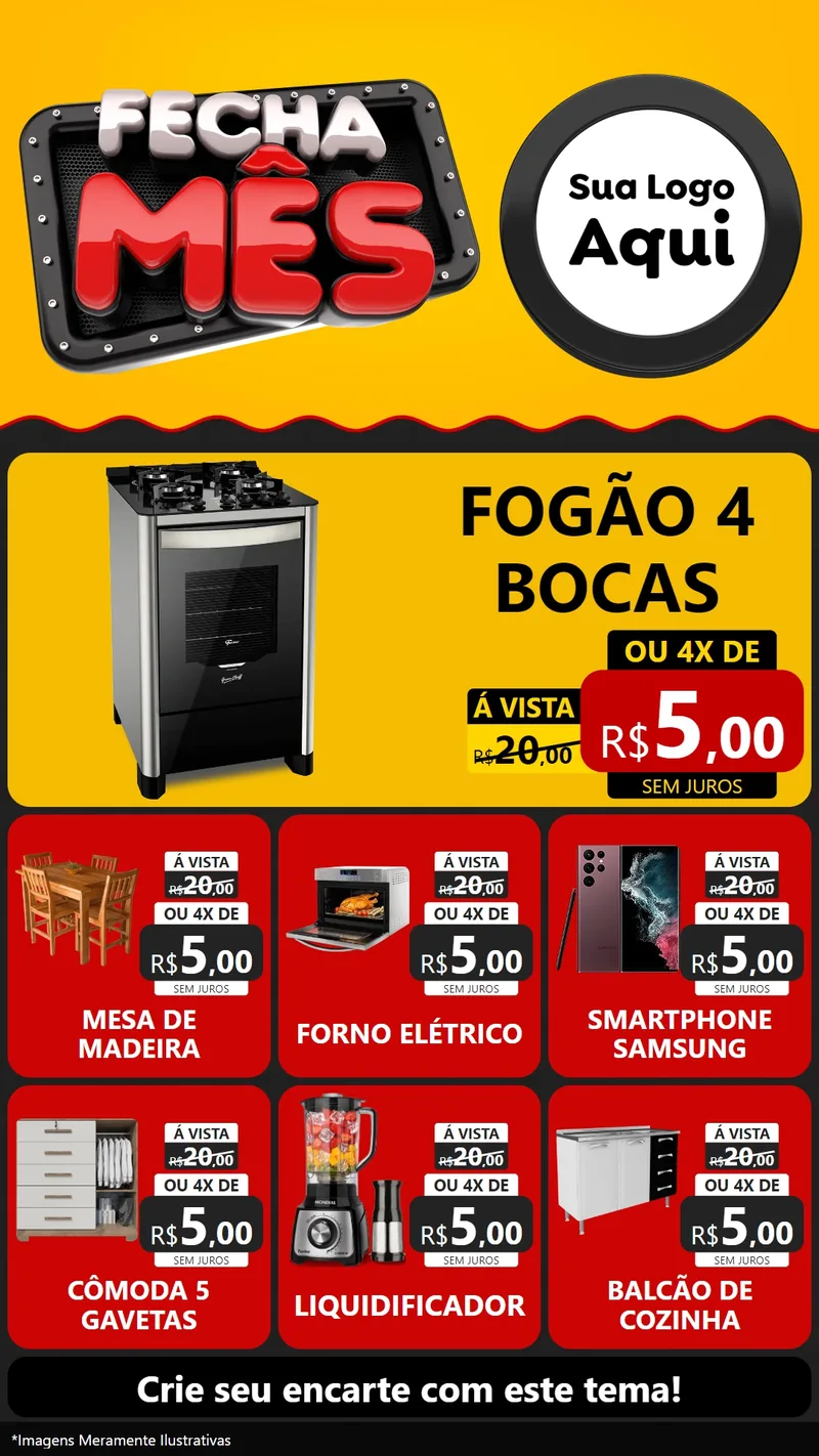 Modelo de Rede Social para Stories com o tema Fecha Mês para Móveis e Eletro