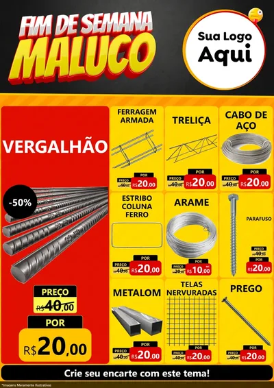 Modelo de Encarte para Encarte A4 Vertical com o tema Final de Semana Maluco para Ferragens