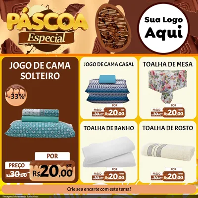 Modelo de Rede Social para Feed Facebook com o tema Páscoa Especial para Cama, Mesa e Banho