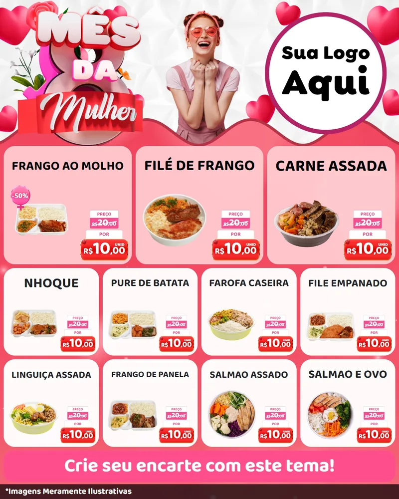 Modelo de Rede Social para Feed Instagram com o tema Mês da Mulher para Restaurante