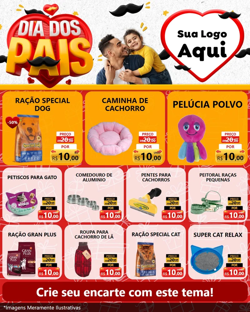 Modelo de Rede Social para Feed Instagram com o tema Dia dos Pais para Pet Shop