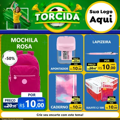 Modelo de Rede Social para Feed Facebook com o tema Torcida para Papelaria