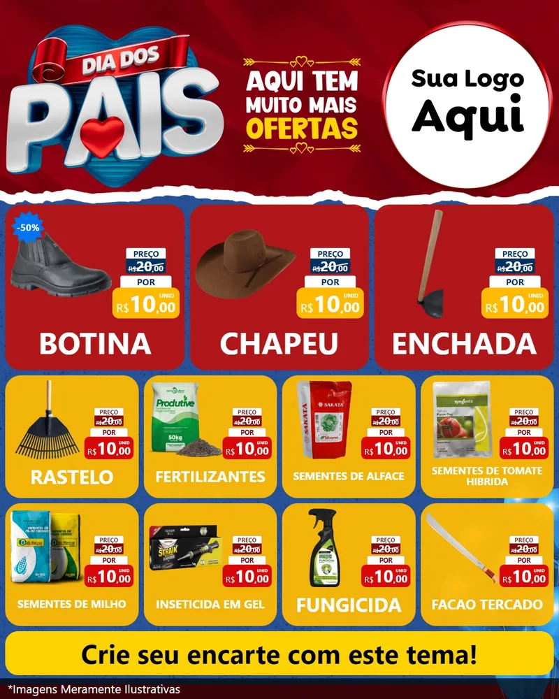 Modelo de Rede Social para Feed Instagram com o tema Dia dos Pais para Agropecuária