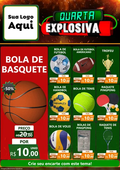 Modelo de Encarte para Encarte A4 Vertical com o tema Quarta Explosiva para Artigos Esportivos