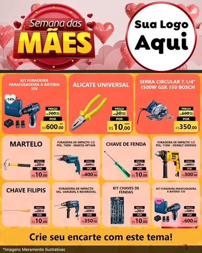 Modelo de Rede Social para Feed Instagram com o tema Semana das Mães para Maquinas e Ferramentas