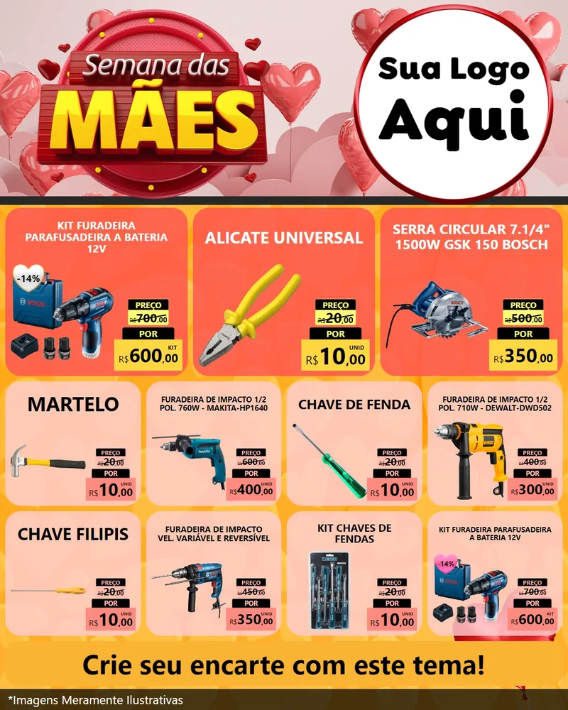 Modelo de Rede Social para Feed Instagram com o tema Semana das Mães para Maquinas e Ferramentas