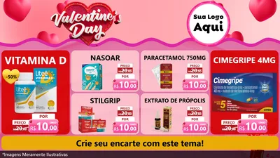 Modelo de TV para TV Horizontal com o tema Valentine's Day para Farmácia