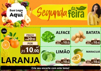 Modelo de Encarte para Encarte A4 Horizontal com o tema Segunda da Feira para Hortifrúti