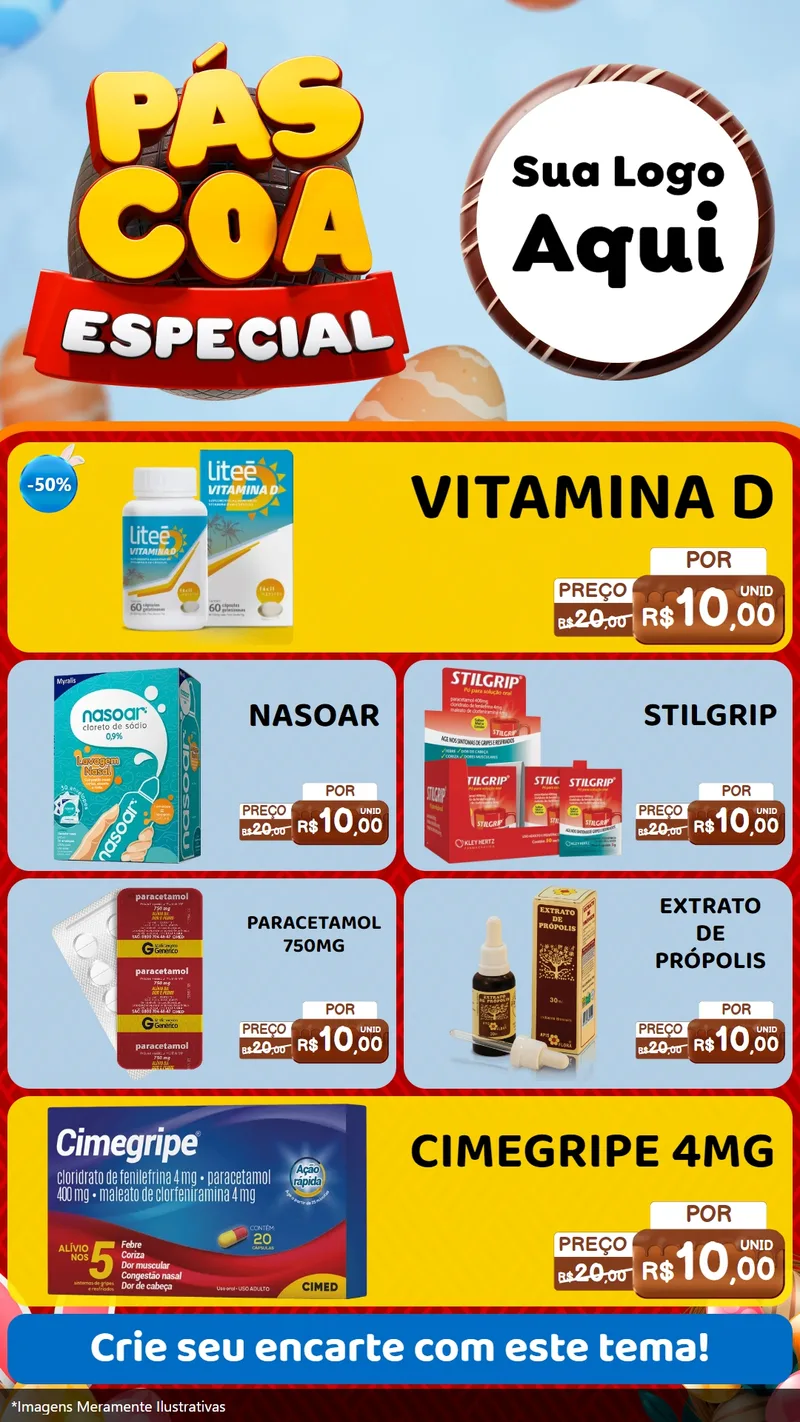 Modelo de TV para TV Vertical com o tema Páscoa Especial para Farmácia