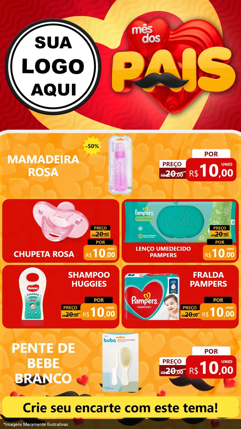 Modelo de TV para TV Vertical com o tema Mês Dos Pais para Bebês