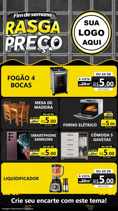 Modelo de TV para TV Vertical com o tema Fim de Semana Rasga Preço para Móveis e Eletro