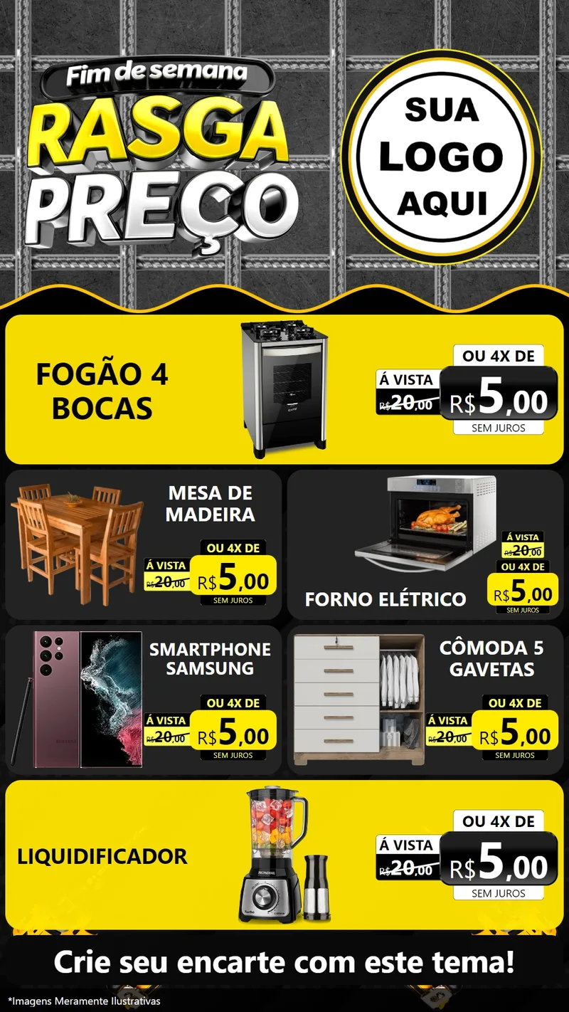 Modelo de TV para TV Vertical com o tema Fim de Semana Rasga Preço para Móveis e Eletro