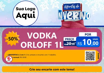 Modelo de Cartaz para Cartaz A4 Horizontal com o tema Ofertas de Inverno para Distribuidora de bebidas