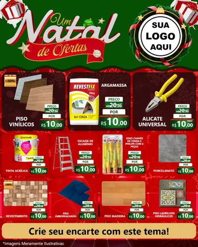 Modelo de Rede Social para Feed Instagram com o tema Um Natal de Ofertas para Material para Construção