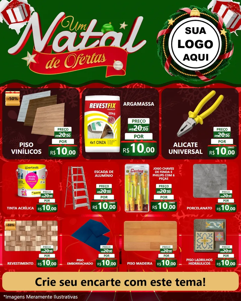 Modelo de Rede Social para Feed Instagram com o tema Um Natal de Ofertas para Material para Construção