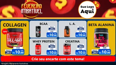Modelo de TV para TV Horizontal com o tema Fevereiro Imbatível para Suplementos alimentares