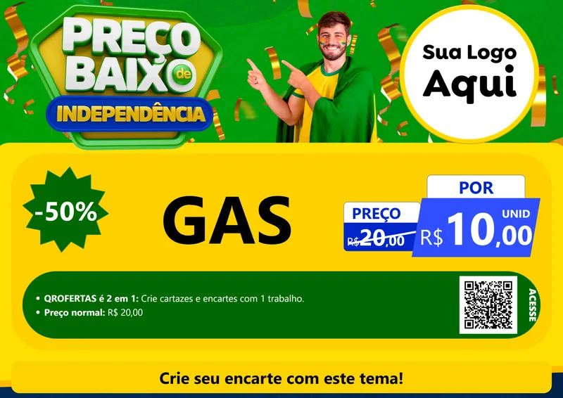 Modelo de Cartaz para Cartaz A4 Horizontal com o tema Preço Baixo de Independência para Água e gás