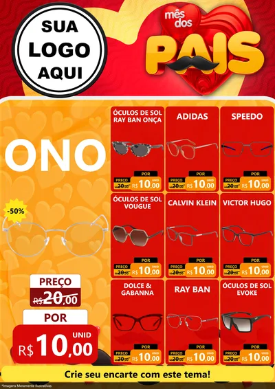 Modelo de Encarte para Encarte A4 Vertical com o tema Mês Dos Pais para Óticas