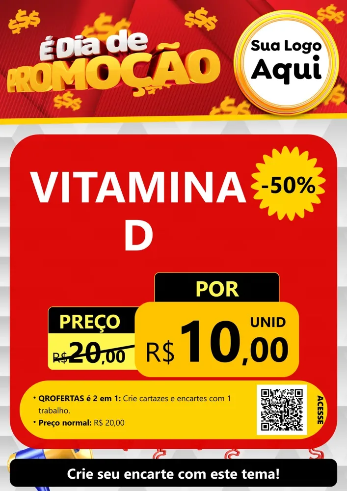 Modelo de Cartaz para Cartaz A4 Vertical com o tema É Dia De Promoção para Farmácia
