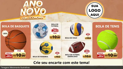 Modelo de TV para TV Horizontal com o tema Ano Novo Com Economia para Artigos Esportivos
