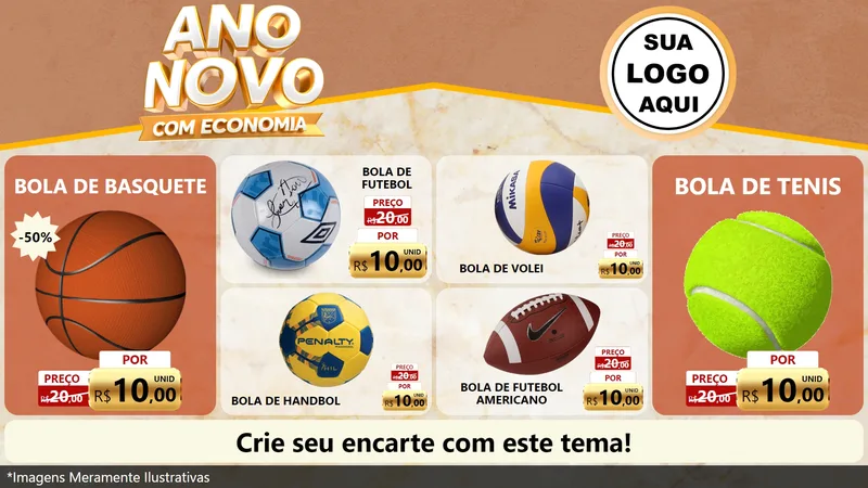 Modelo de TV para TV Horizontal com o tema Ano Novo Com Economia para Artigos Esportivos