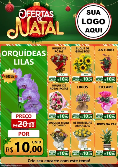 Modelo de Encarte para Encarte A4 Vertical com o tema Ofertas de Natal para Floricultura e jardim