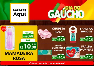 Modelo de Encarte para Encarte A4 Horizontal com o tema Dia do Gaúcho para Bebês