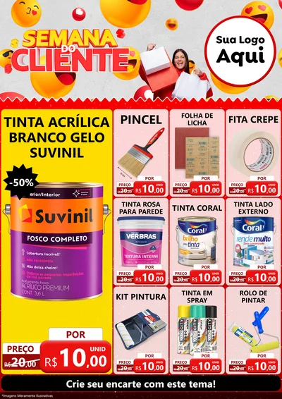 Modelo de Encarte para Encarte A4 Vertical com o tema Semana do Cliente para Tintas e Ferramentas