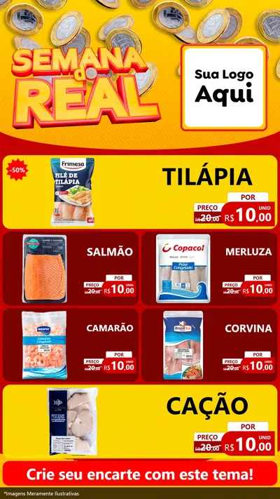 Modelo de TV para TV Vertical com o tema Semana do Real para Peixaria