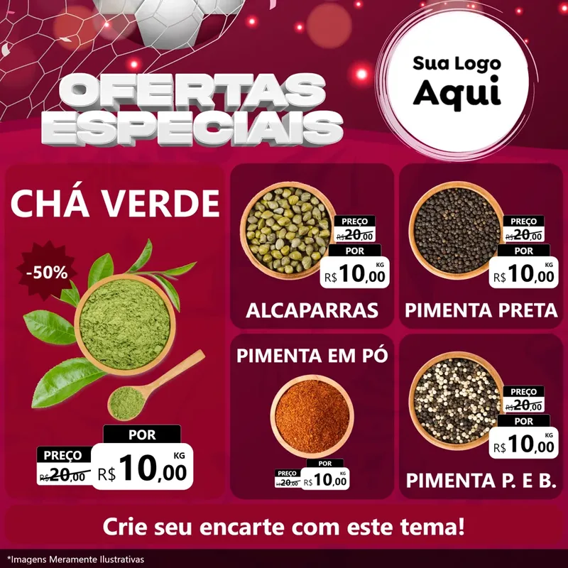 Modelo de Rede Social para Feed Facebook com o tema Ofertas Especiais - Futebol para Produtos Naturais