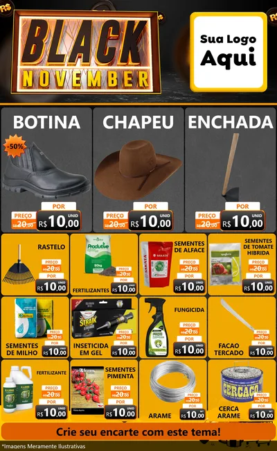 Modelo de Encarte para Encarte Grande com o tema Black November para Agropecuária